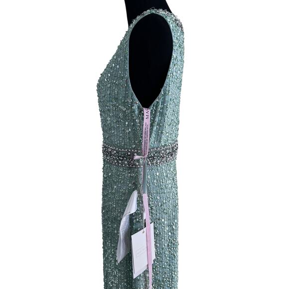 Mac Duggal 10839 Jewel Neck Sequin Gown Dress Mint Size 6 NWT - Picture 9 of 15
